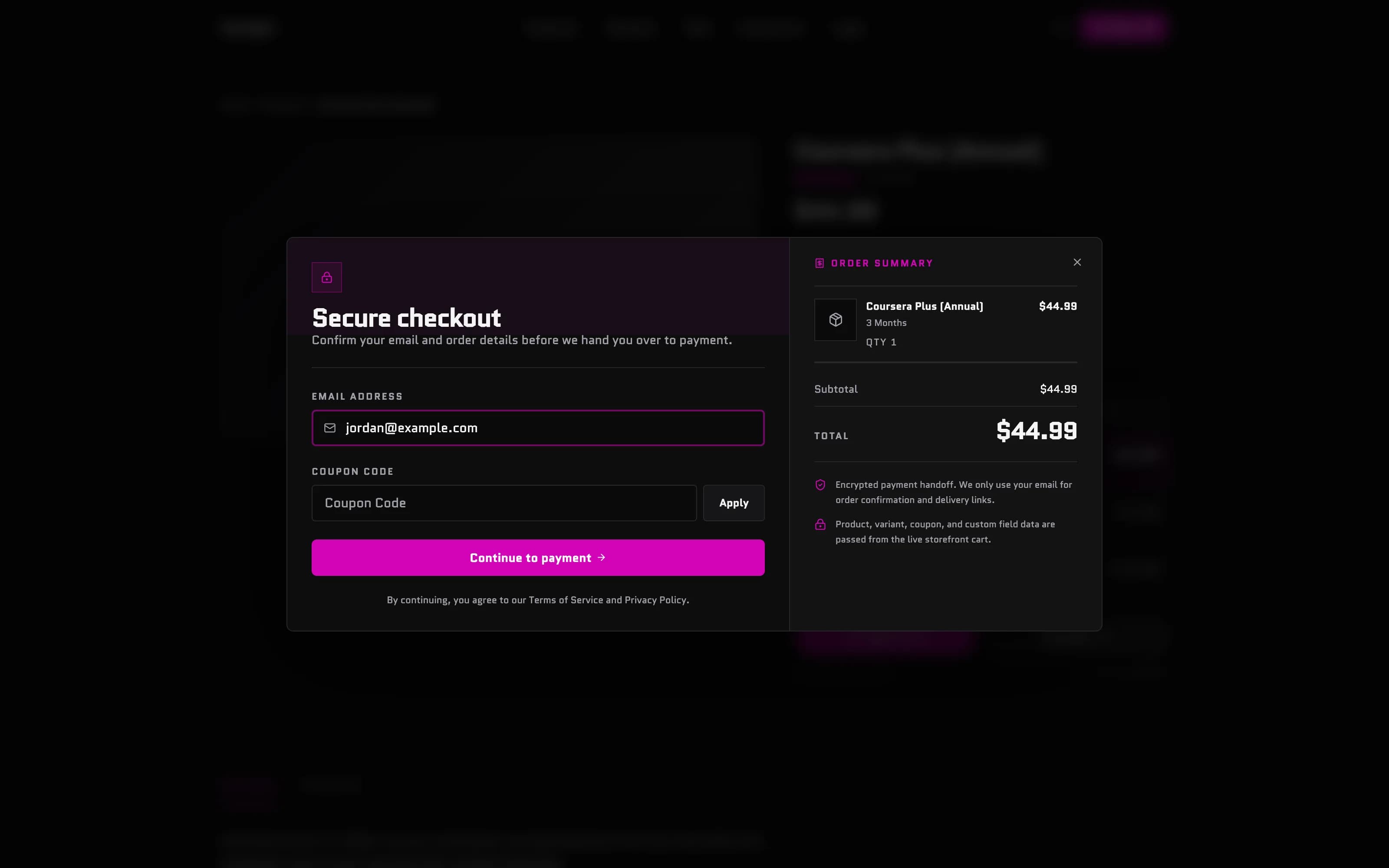 Embedded checkout, themed by the seller