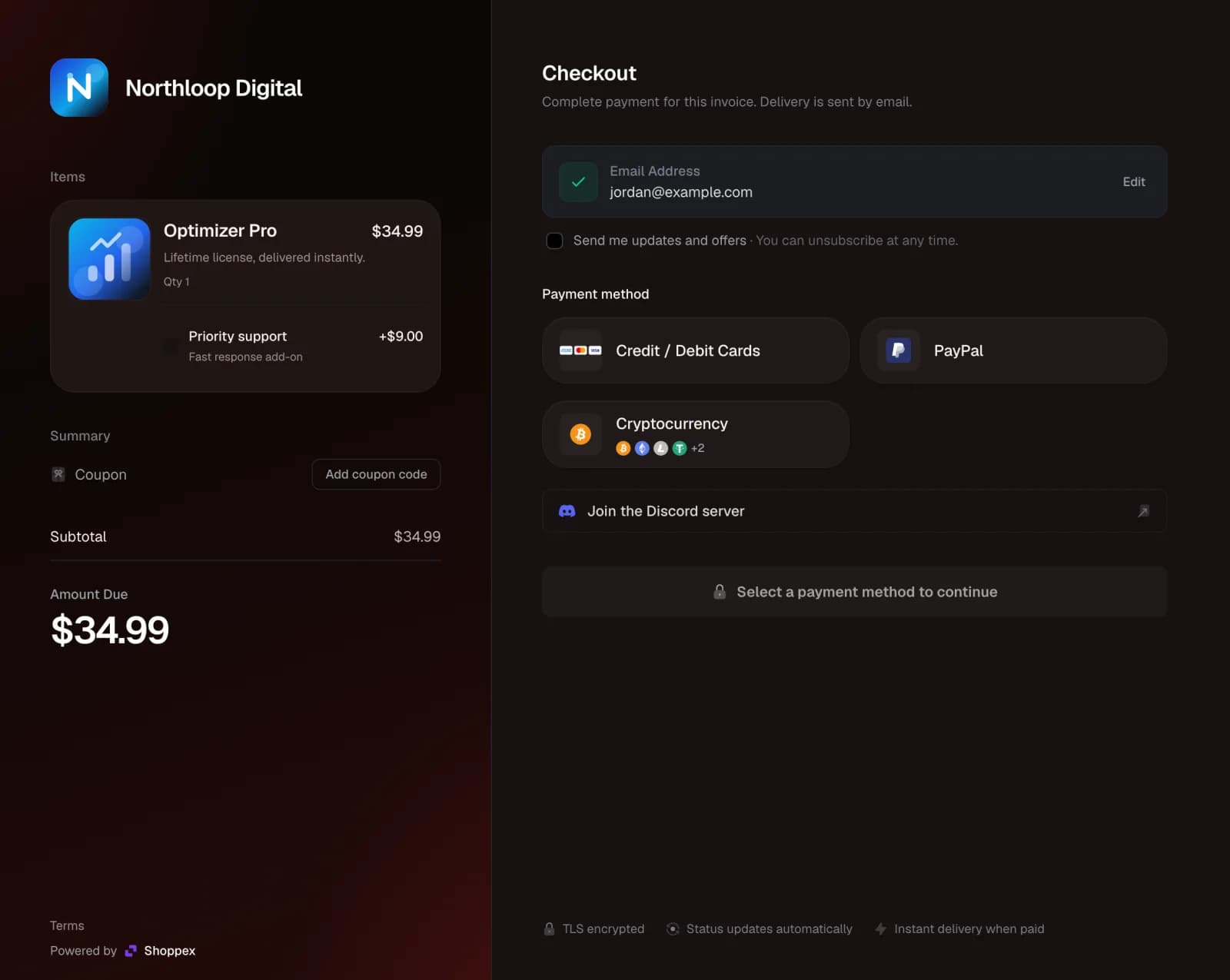 Checkout, Ember, themed by the seller