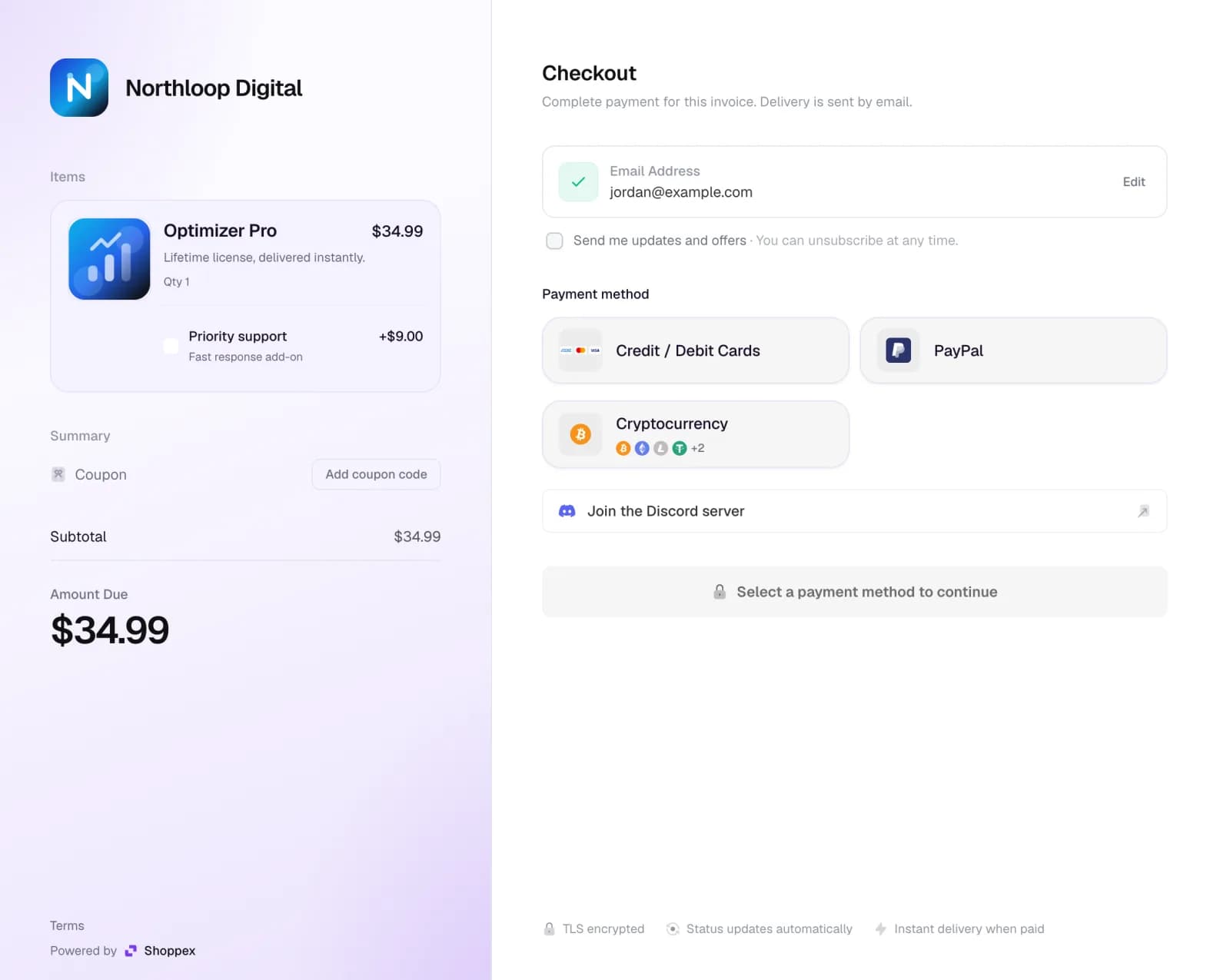 Checkout, light, themed by the seller