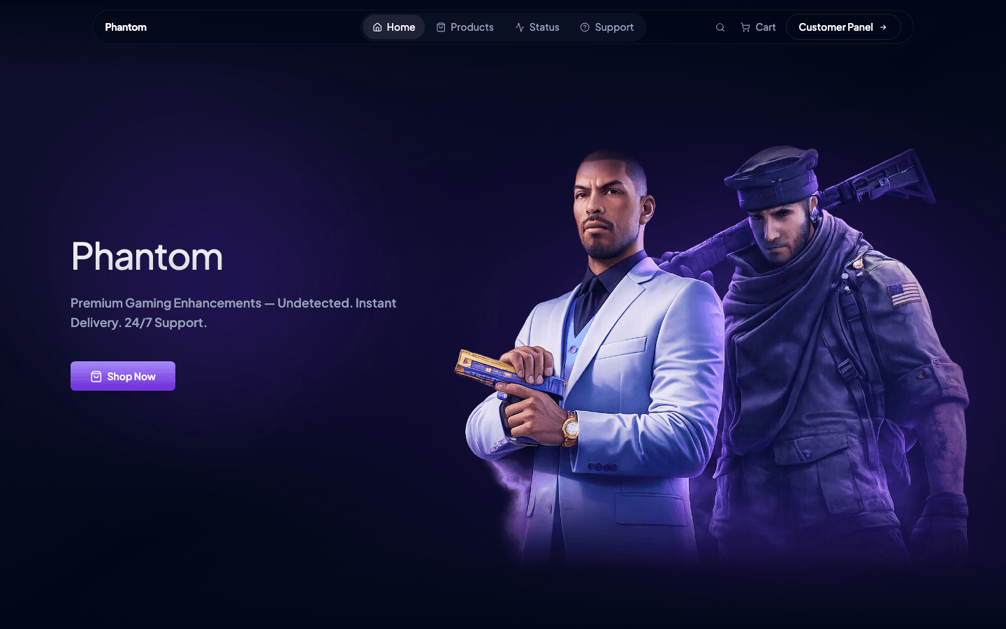 Phantom theme — premium gaming storefront