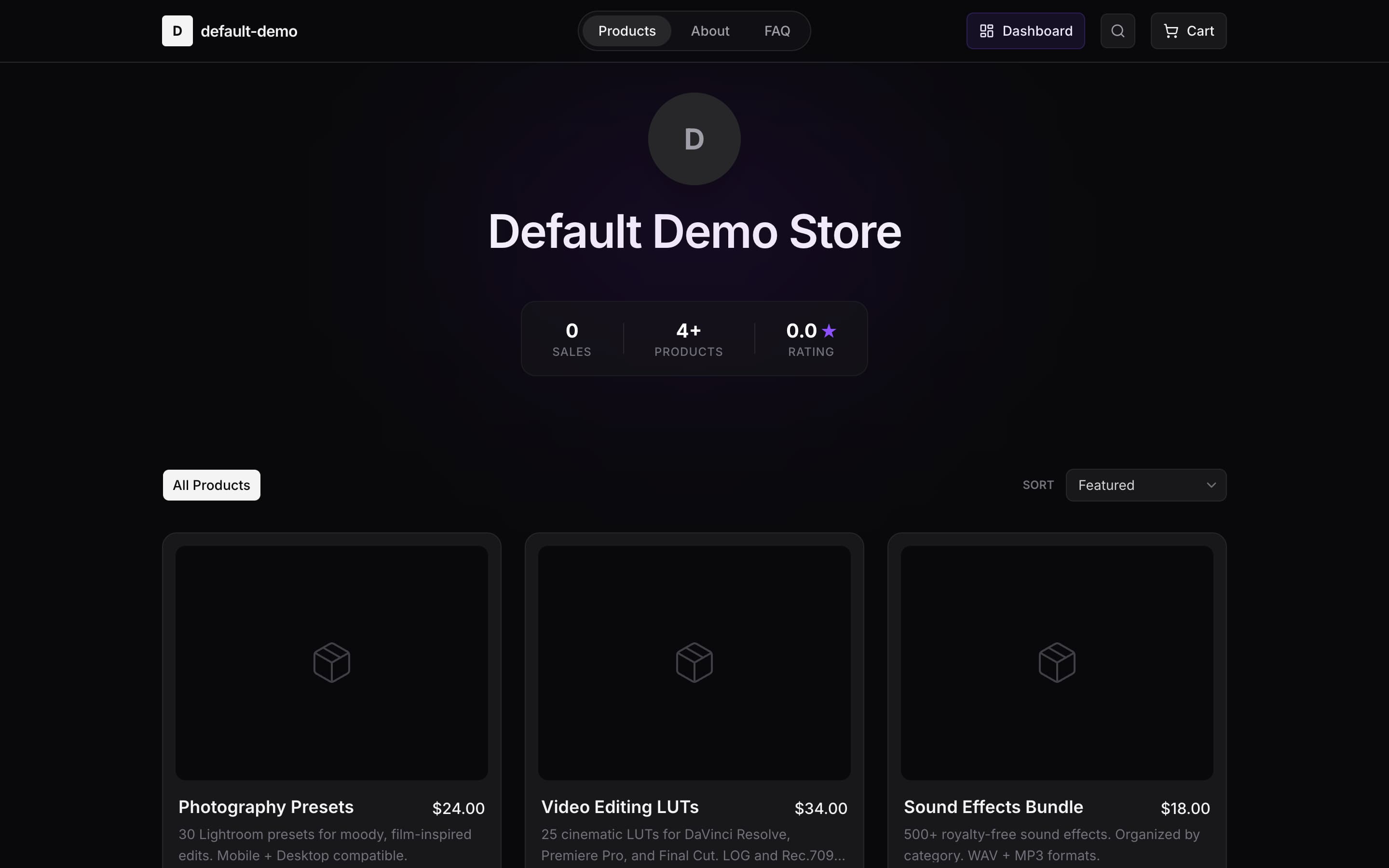 Default, themed by the seller