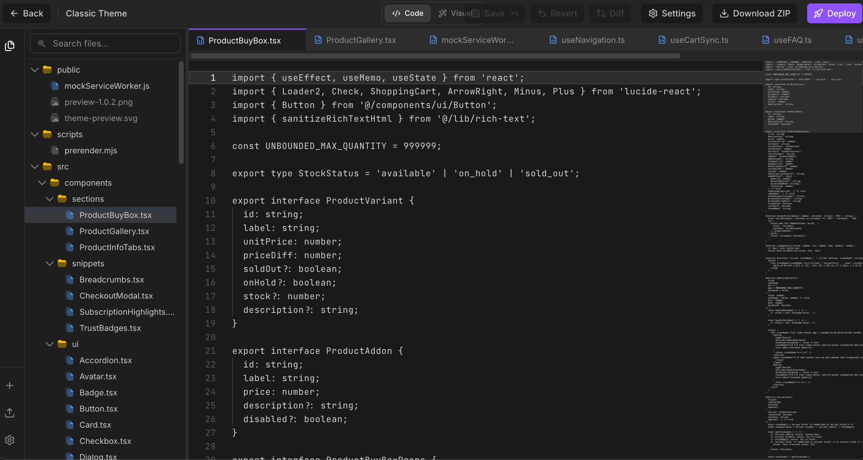 Shoppex theme code editor