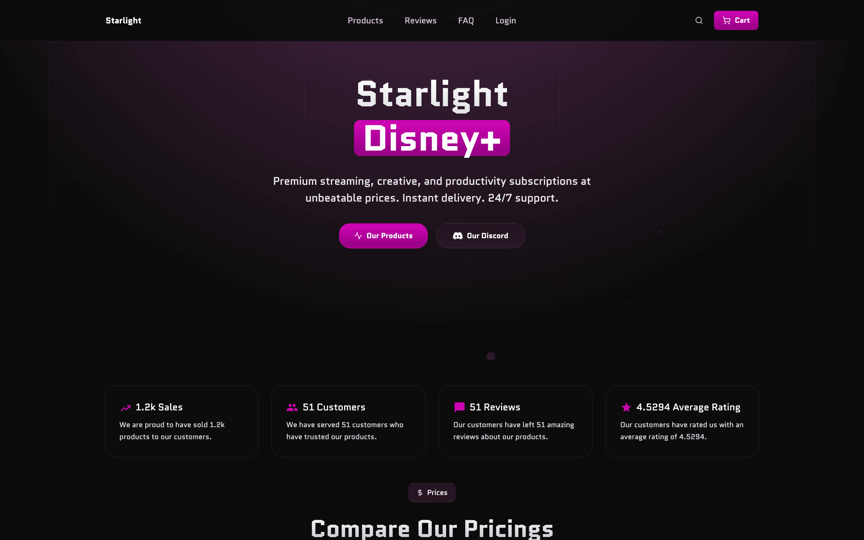Starlight theme storefront