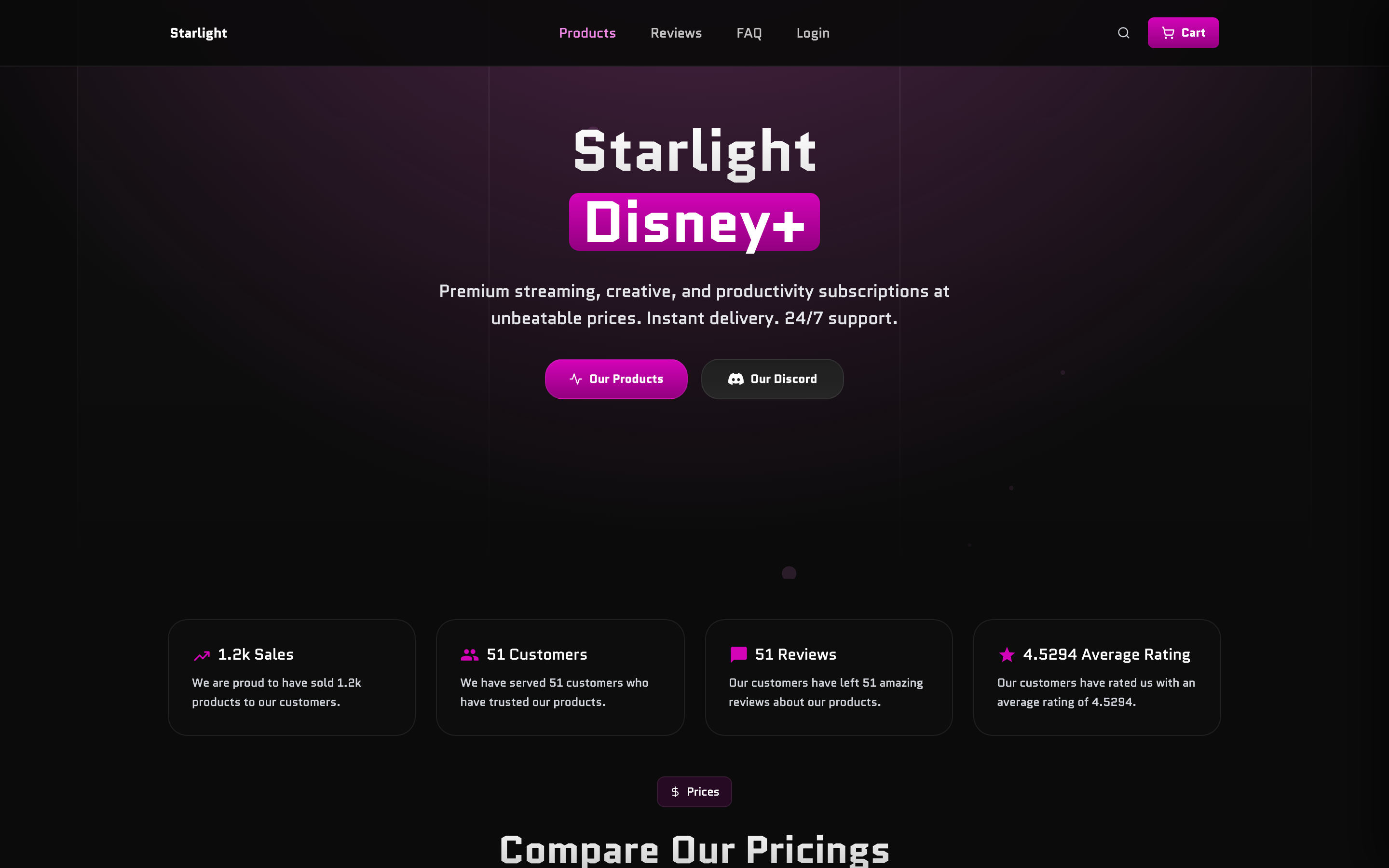 Starlight theme storefront